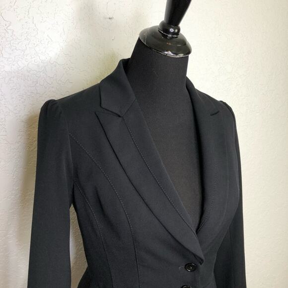 WHBM black pleated peplum hem button front blazer size 2 - Picture 2 of 16